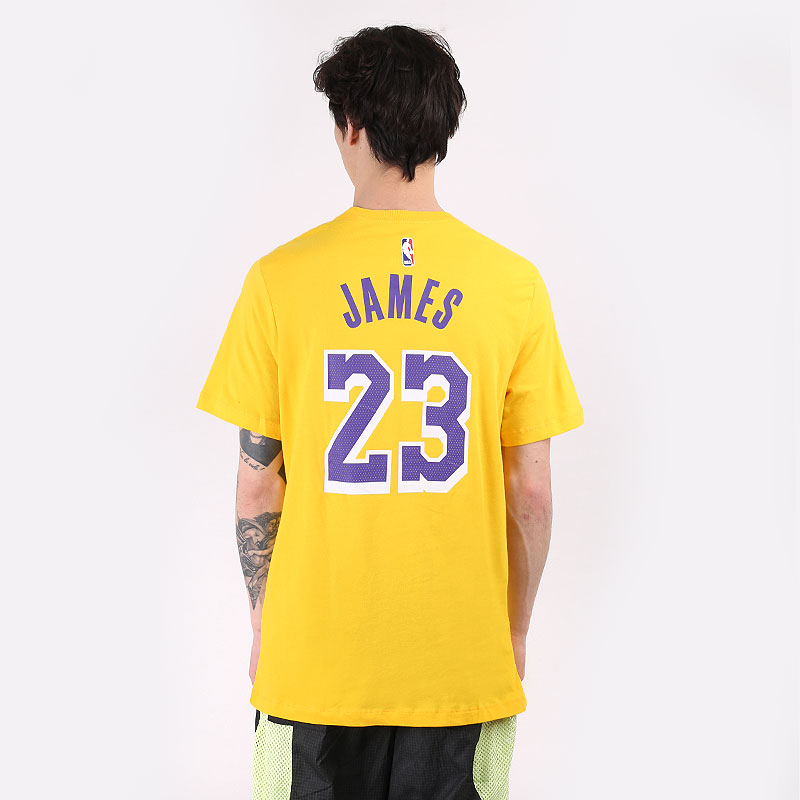 мужская желтая футболка Nike NBA Los Angeles Lakers Tee CV8528-730 - цена, описание, фото 4